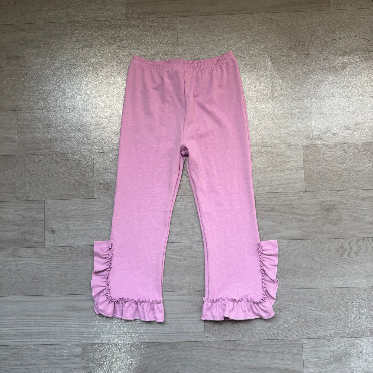 Sample-Real Pics P1162 Baby Girl Clothes Solid Color Print Long Sleeve Ruffle Flare Pants
