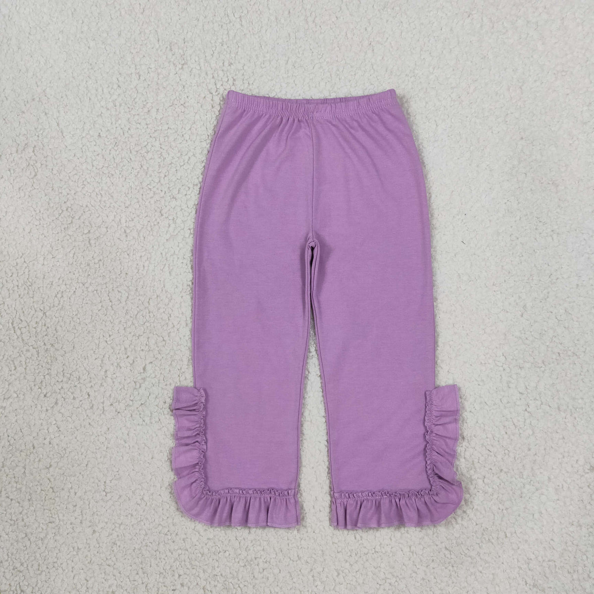 RTS NO MOQ P1151 Baby Girl Clothes Solid Light Pink Plain Print Long Ruffle Hem Pant