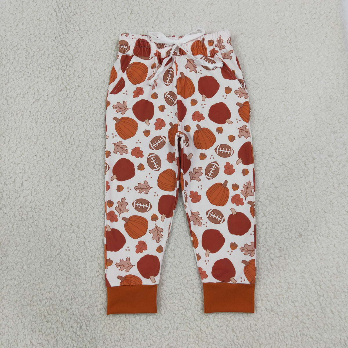 NO MOQ RTS P1197 Fall Pumpkkin Sports Jogger Pants Basketball Football Print Single Pants