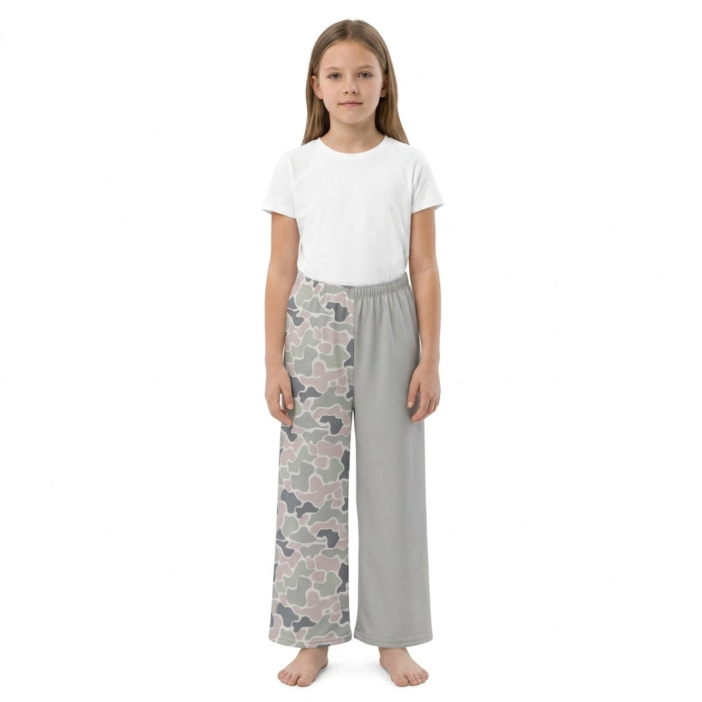 NO MOQ RTS P1226 Baby Girl Clothes Camo Solid Mixed Print Short Sleeve Wide Leg Pants 202610