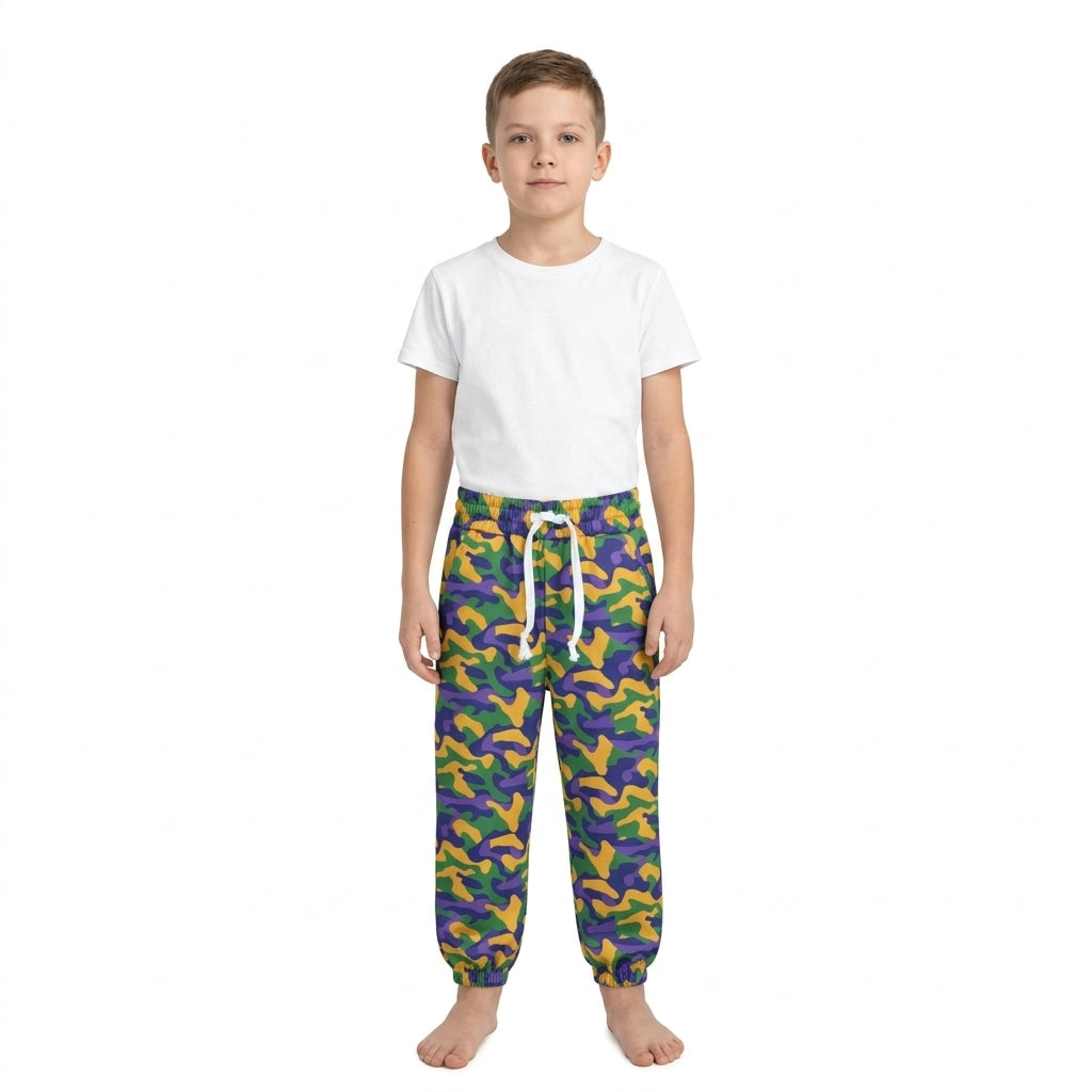 NO MOQ RTS P1248 Baby Boy Clothes Mardi Gras Camo Print Jogger Pants 202610