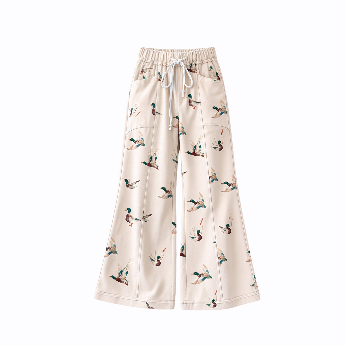 Preorder (moq 5) P1260 yoga Baby Girl Clothes Mallard Duck Hunting Allover Print Elastic Waist Drawstring Flare Pants