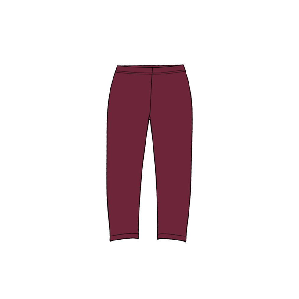 Preorder (moq 5) P1276 Baby Girl Clothes Solid Burgundy Color Long Sleeve Casual Baby Leggings