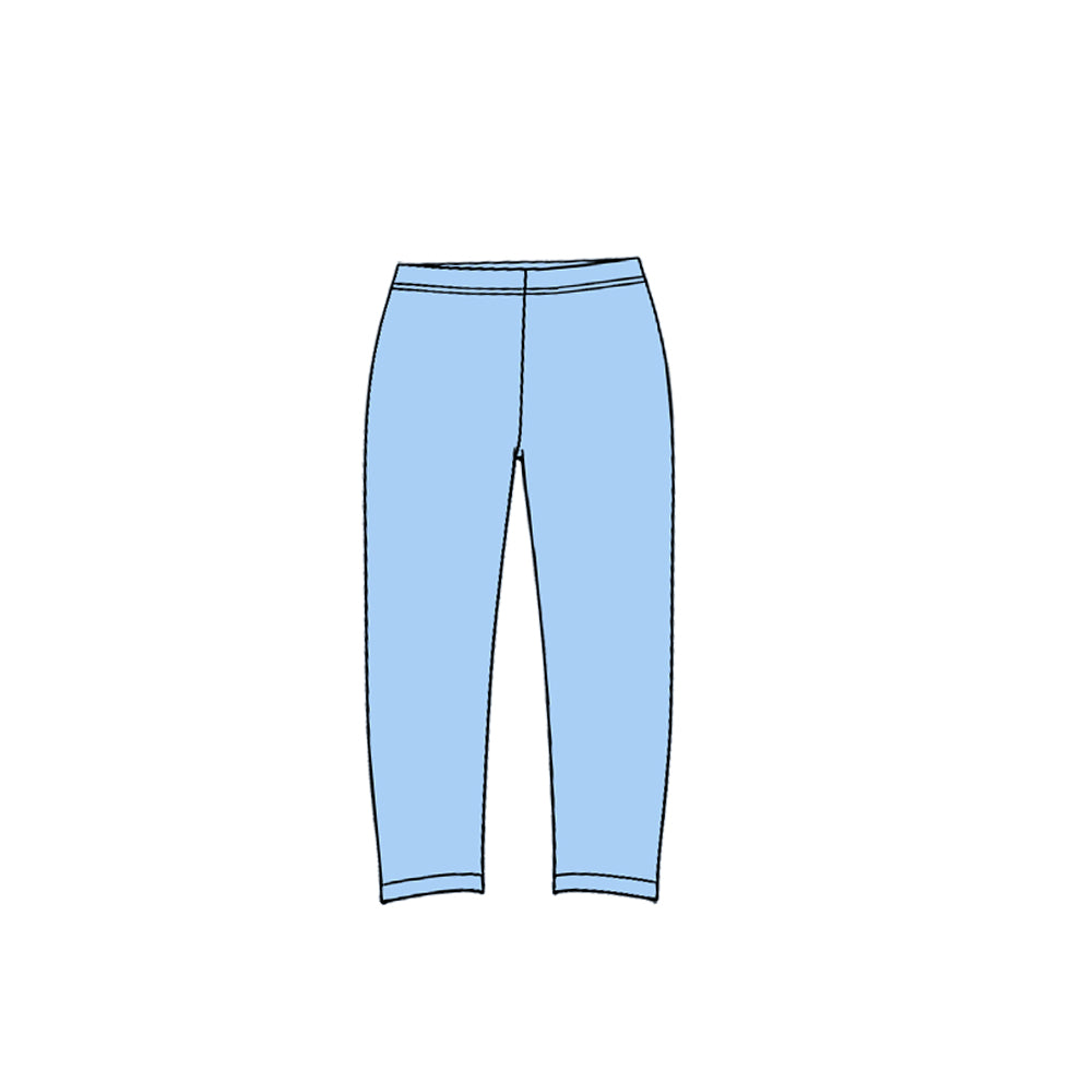 Preorder (moq 5) P1278 Baby Girl Solid Light Blue Print Long Sleeve Leggings