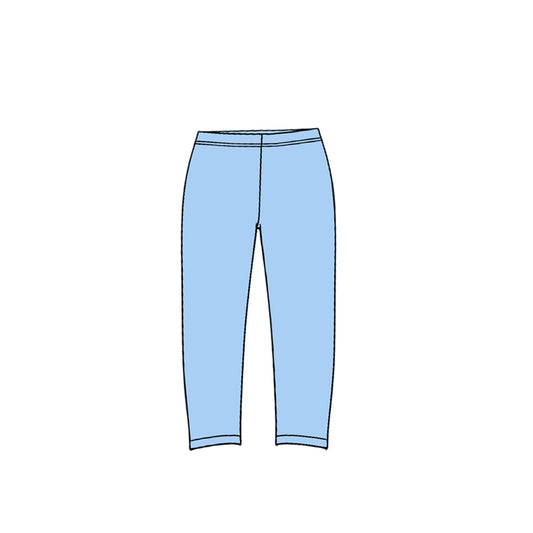 Preorder (moq 5) P1278 Baby Girl Solid Light Blue Print Long Sleeve Leggings