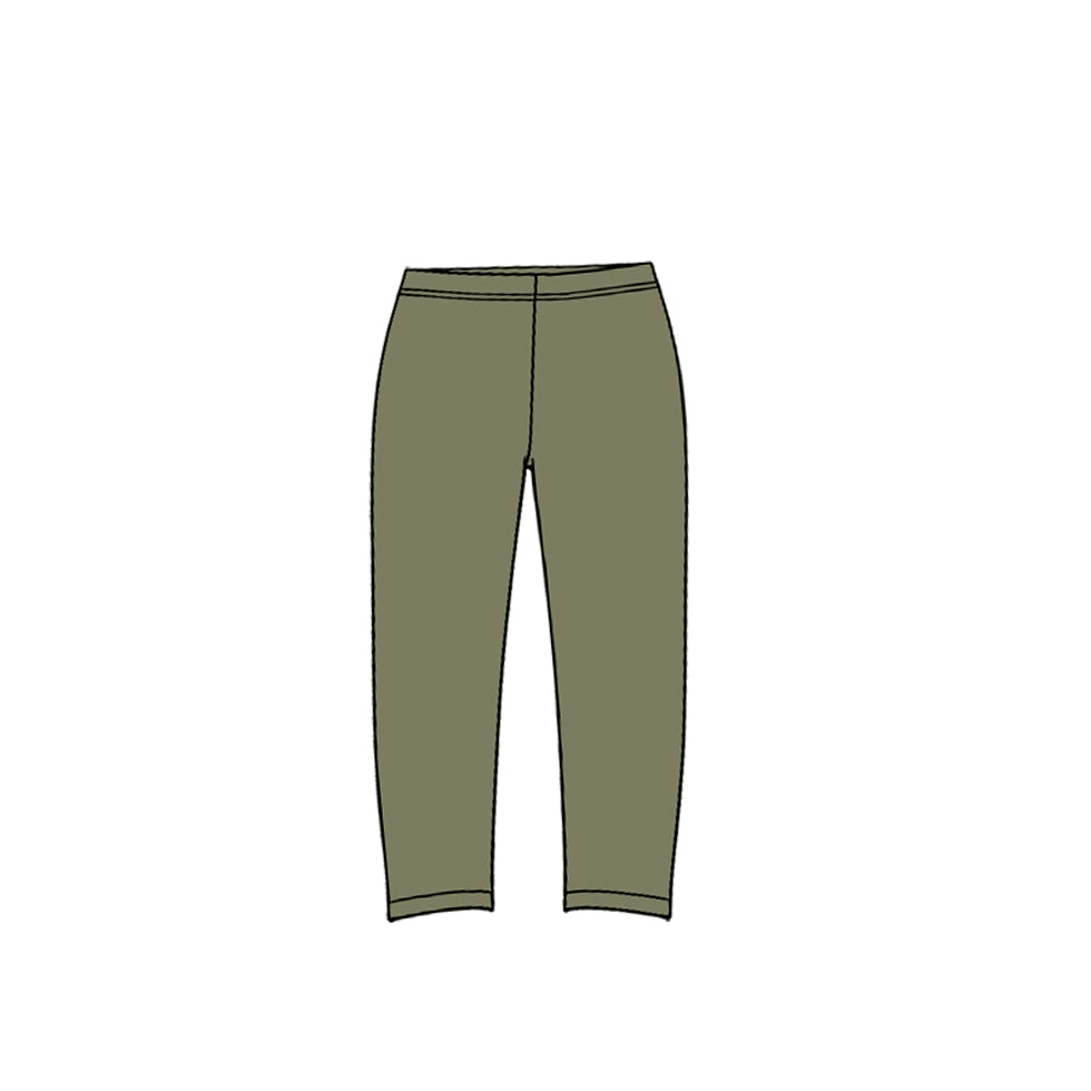 Preorder (moq 5) P1280 Baby Girl Solid Olive Print Long Sleeve Leggings