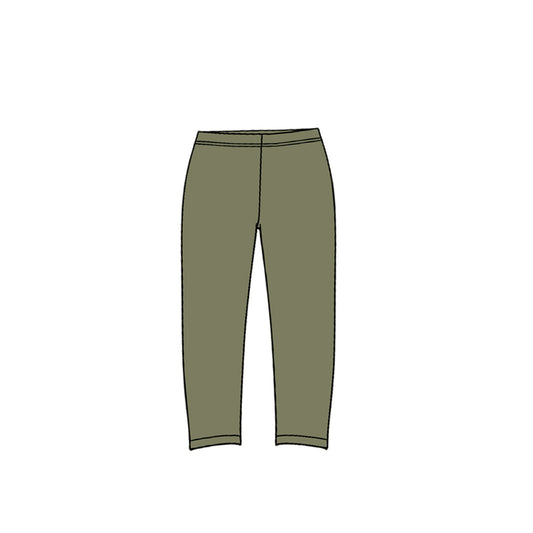 Preorder (moq 5) P1280 Baby Girl Solid Olive Print Long Sleeve Leggings