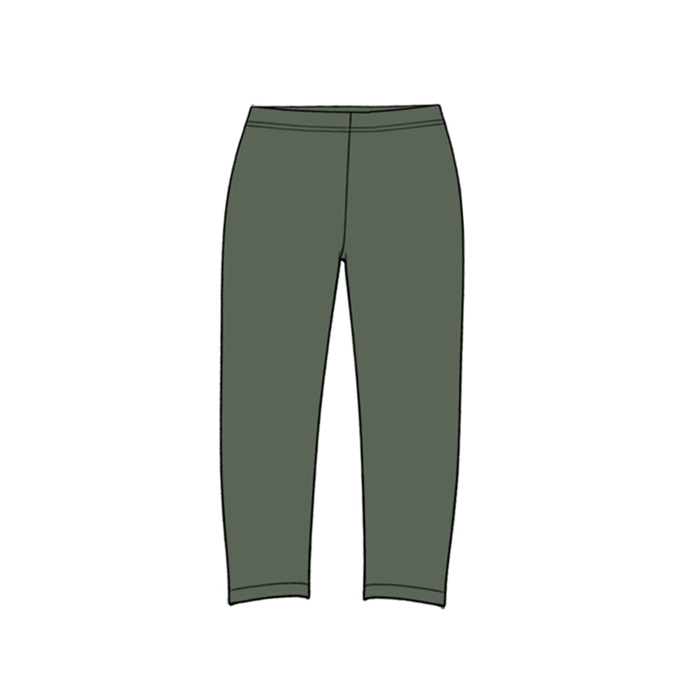 Preorder (moq 5) P1281 Baby Girl Clothes Solid Dark Olive Plain Print Full Length Yoga Leggings