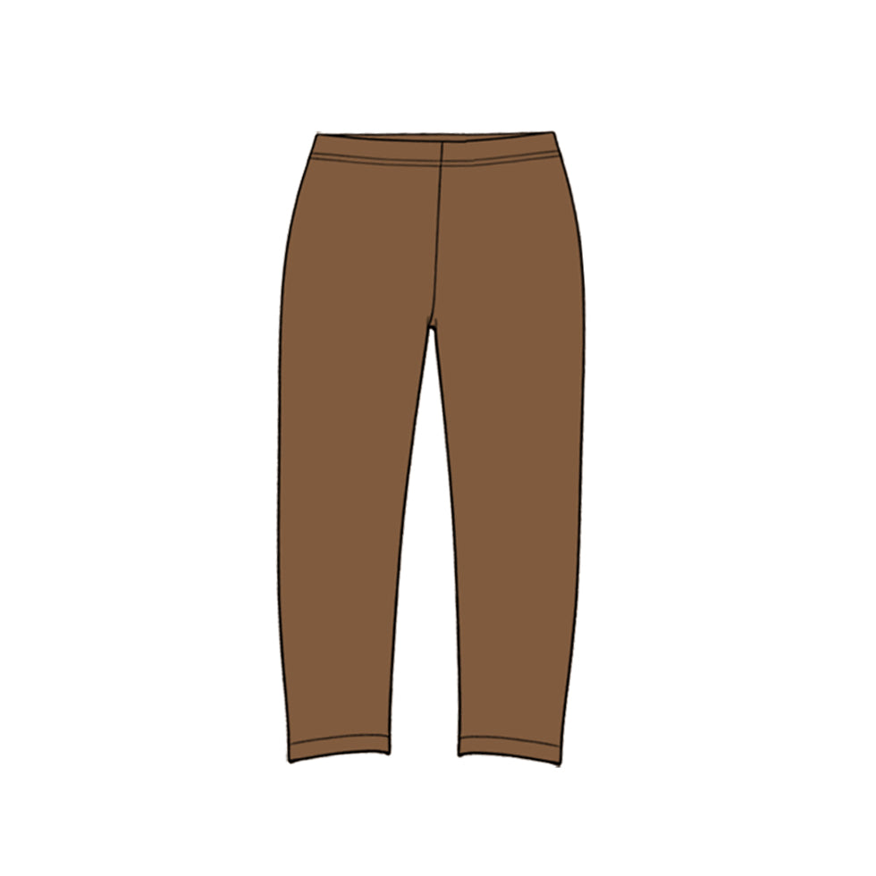 Preorder (moq 5) P1283 Baby Girl Clothes Solid Coffee Brown Plain Print Full Length Yoga Leggings