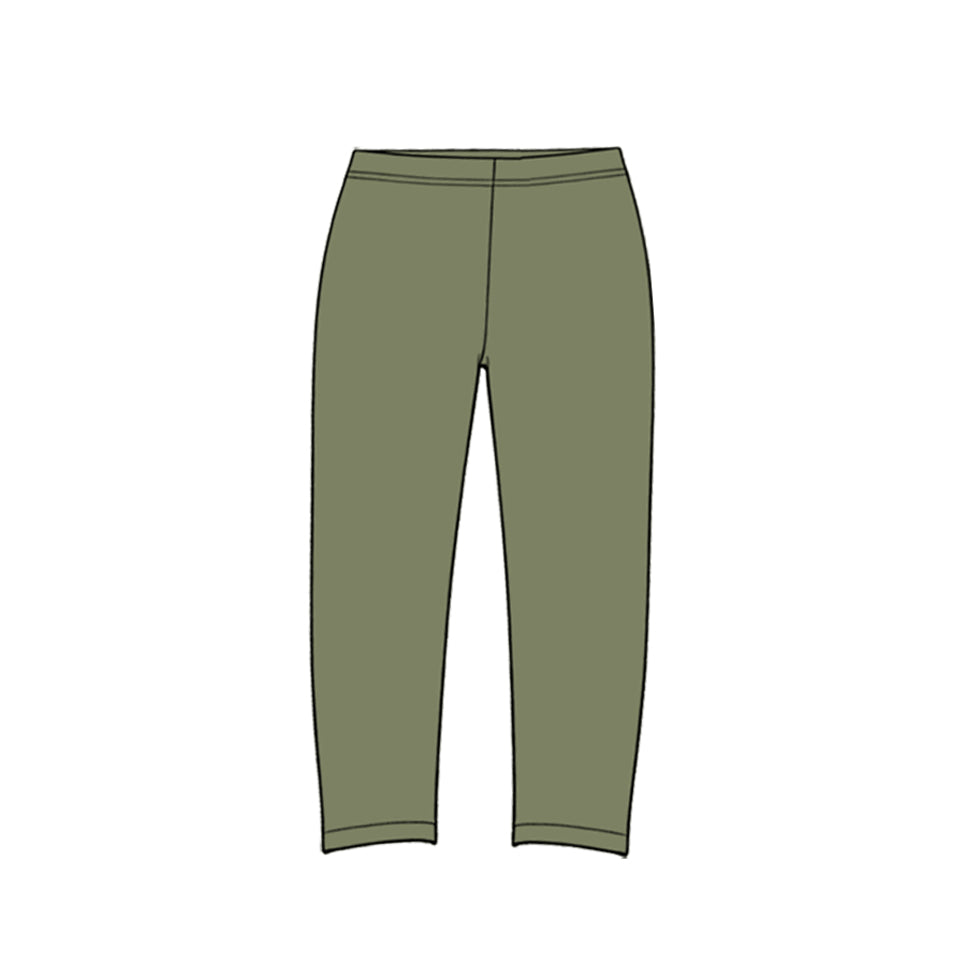 Preorder (moq 5) P1284 Baby Girl Clothes Solid Sage Green Plain Print Full Length Yoga Leggings