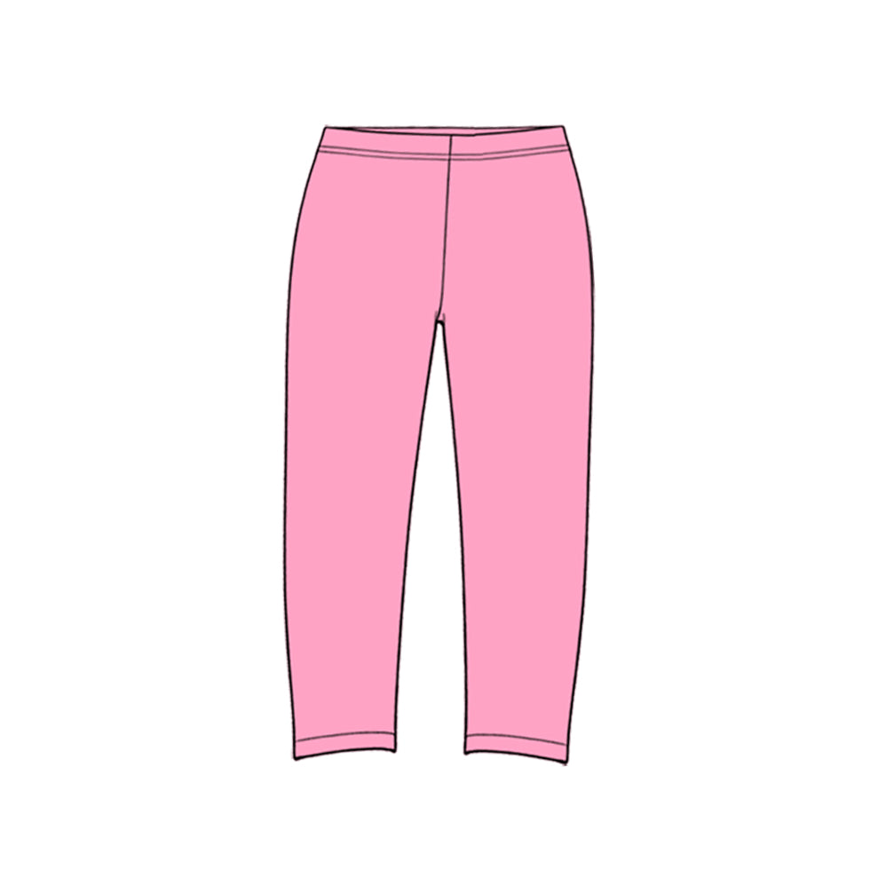 Preorder (moq 5) P1285 Baby Girl Clothes Solid Light Pink Plain Print Full Length Yoga Leggings