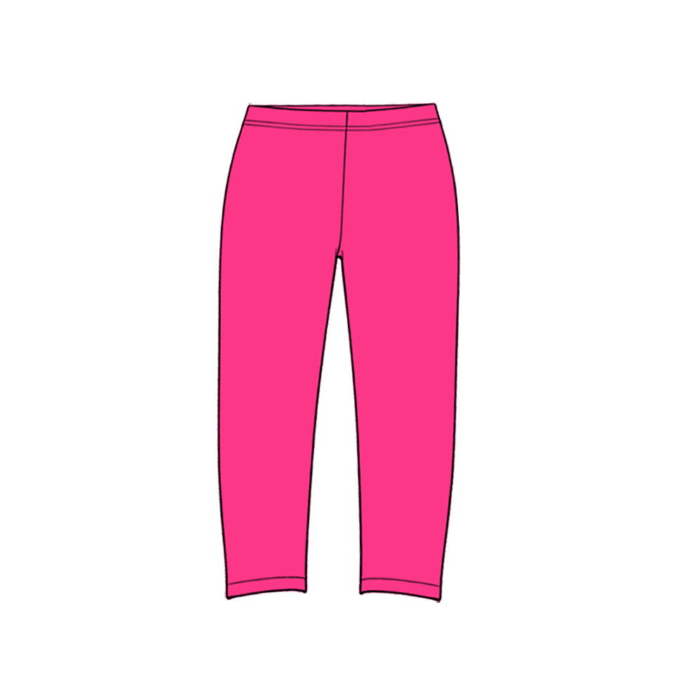 Preorder (moq 5) P1287 Baby Girl Clothes Solid Fuchsia Pink Plain Print Full Length Yoga Leggings