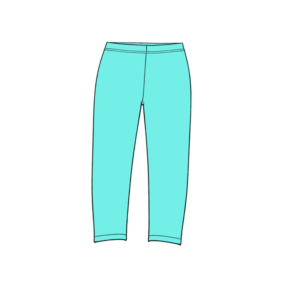 Preorder (moq 5) P1296 Baby Girl Clothes Solid Turquoise Plain Print Long Sleeve Yoga Leggings