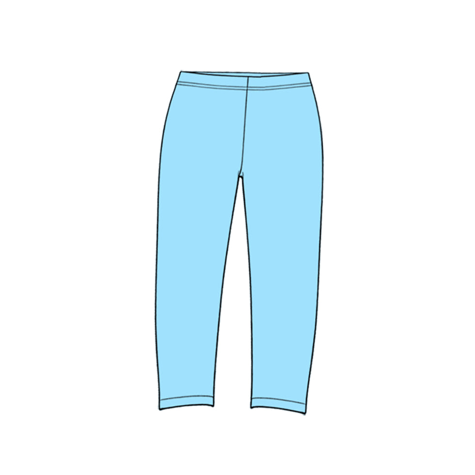 Preorder (moq 5) P1298 Baby Girl Clothes Solid Light Blue Plain Print Long Sleeve Yoga Leggings