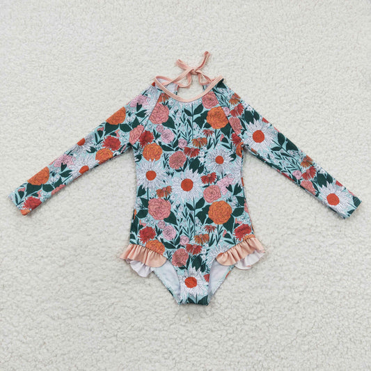 S0084 girls swimwear flower rose swim suit  20230425 RTS