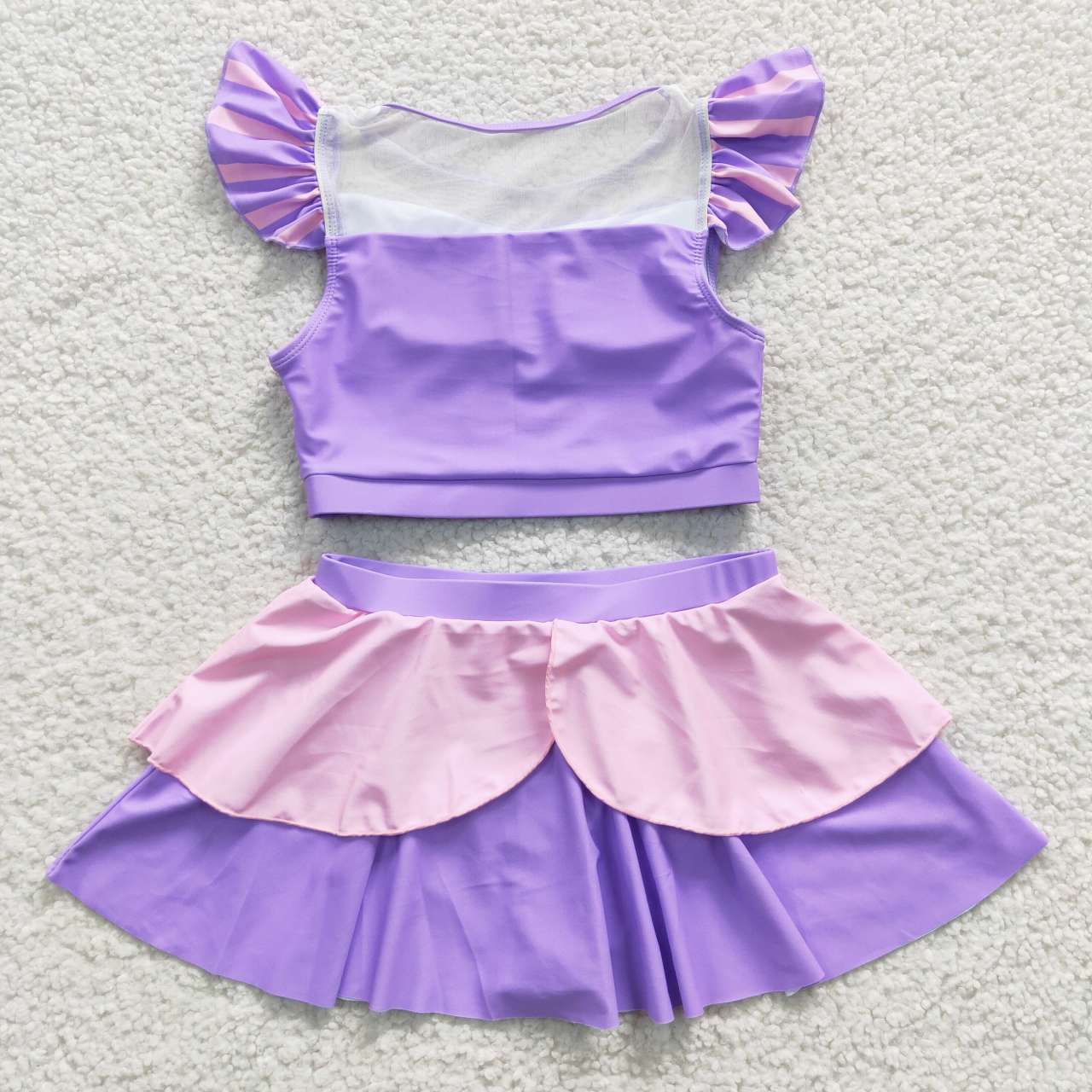 S0145 cartoon princess bathing suit purple ruffle girl swimwear 20230516 RTS