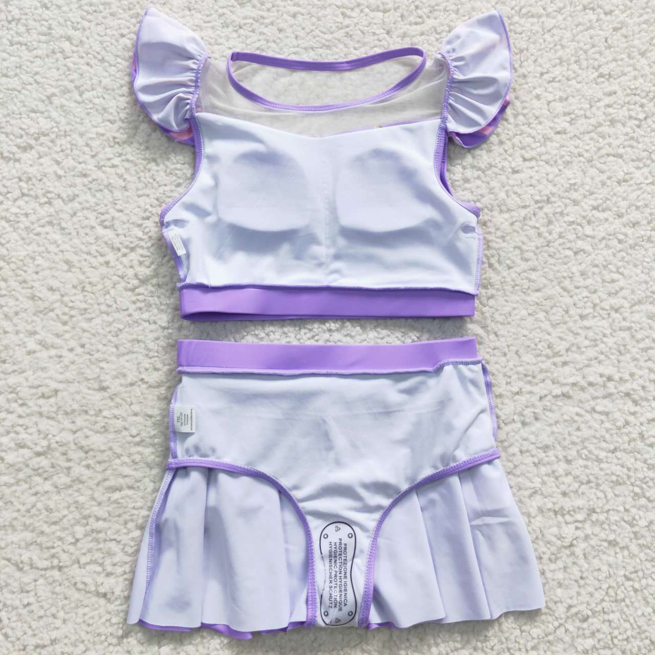 S0145 cartoon princess bathing suit purple ruffle girl swimwear 20230516 RTS