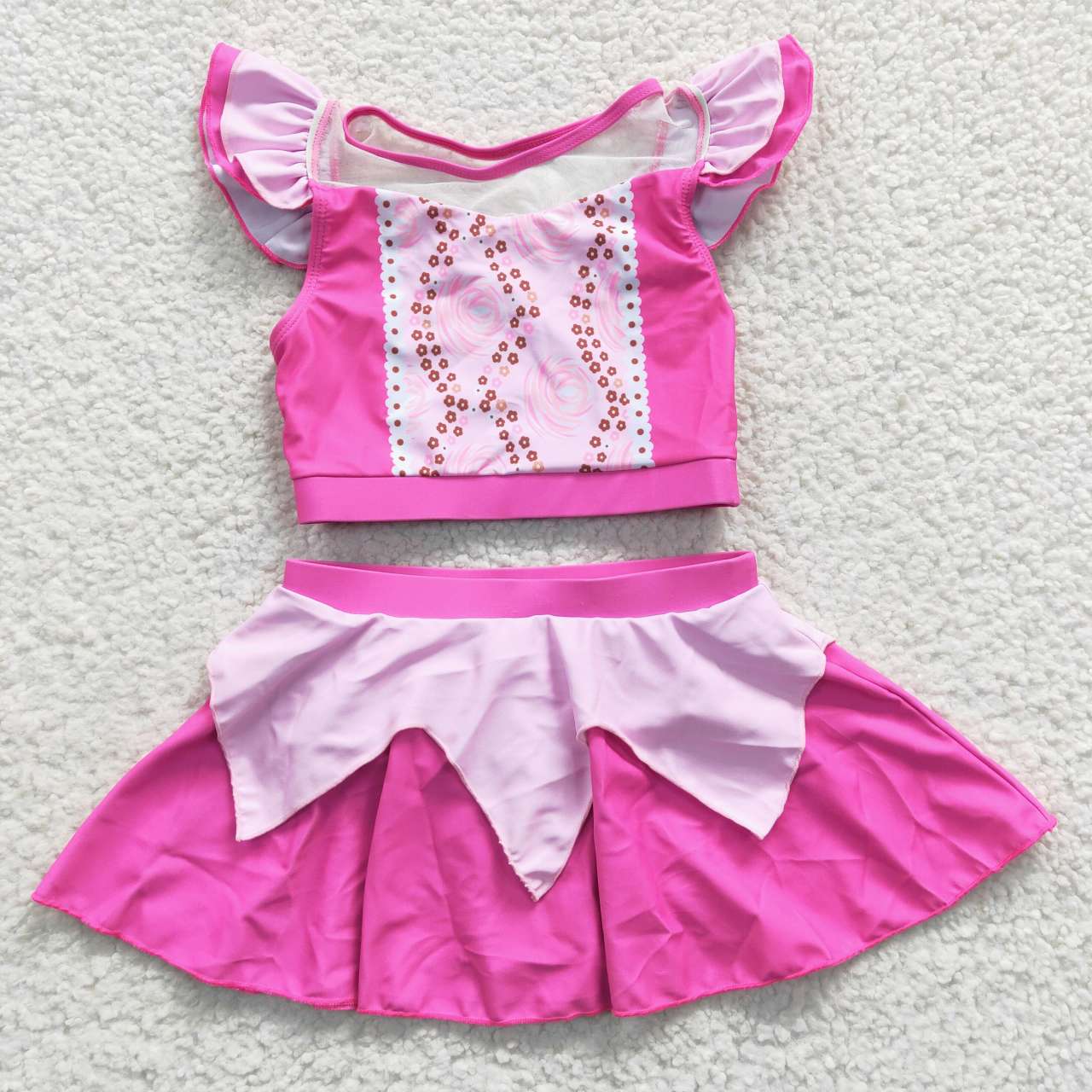 S0146 cartoon princess bathing suit purple ruffle girl swimwear 20230520 RTS