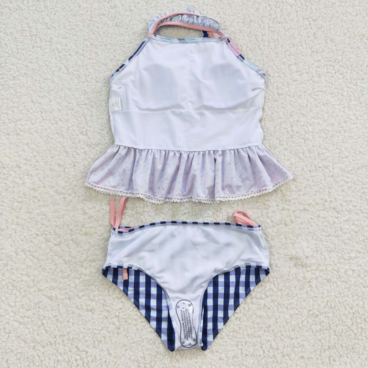 S0158 girls swimwear flower plaid 2pcs swim suit 20230808 RTS