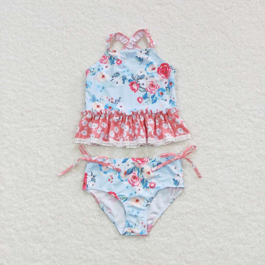 S0159   flowers short sleeve swimming suit bathing suit 20231018 RTS