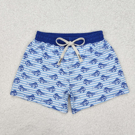 S0172 Western fish print boy swimming trunks shorts 202412 RTS