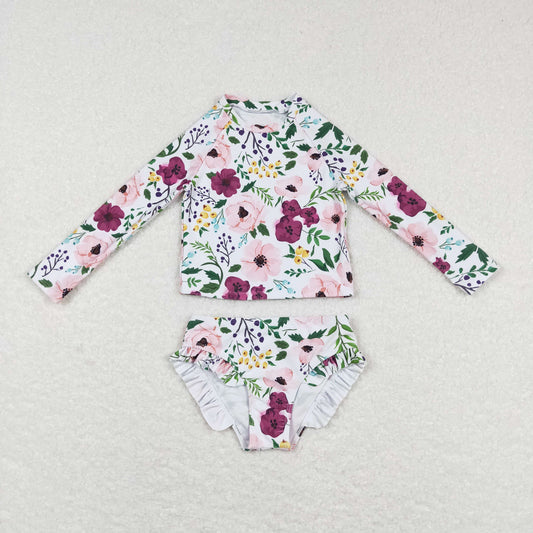 S0180 swimwear pink girl flowers swimsuit  20231121 RTS