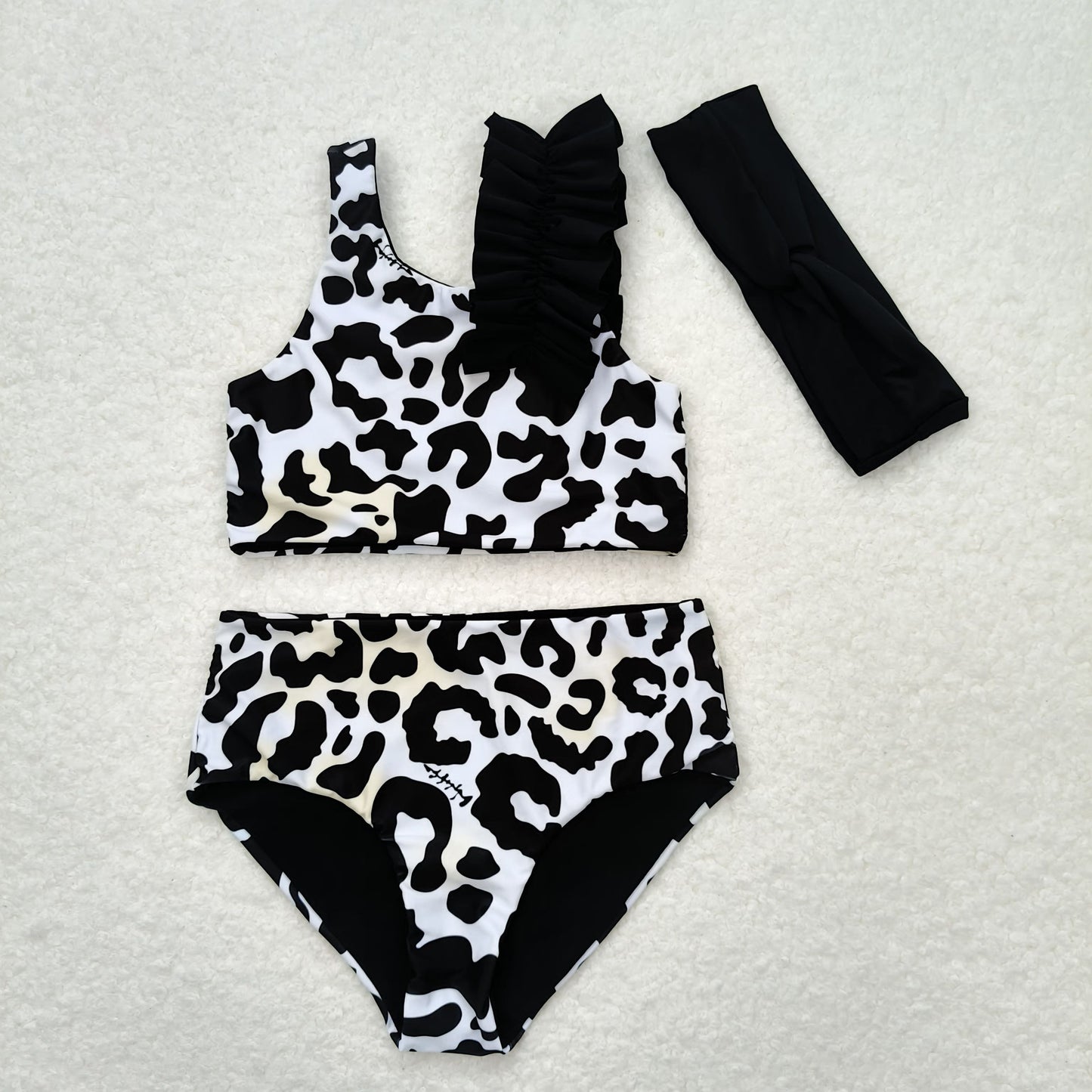 S0223 girl swimming leopard suit 202404 RTS WITH headband