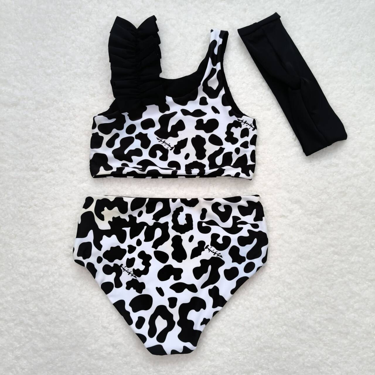 S0223 girl swimming leopard suit 202404 RTS WITH headband