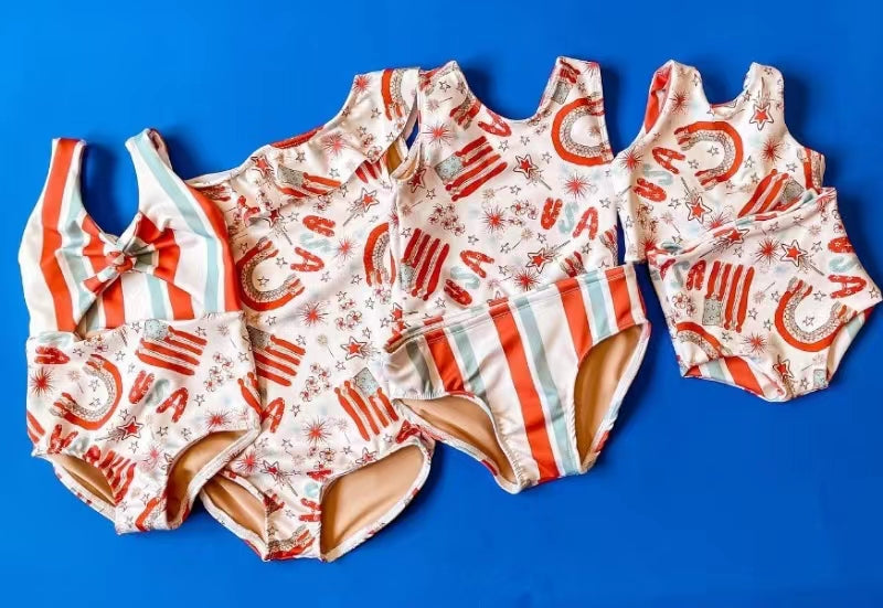 S0226  girl swimming July 4th suit 202401 preorder