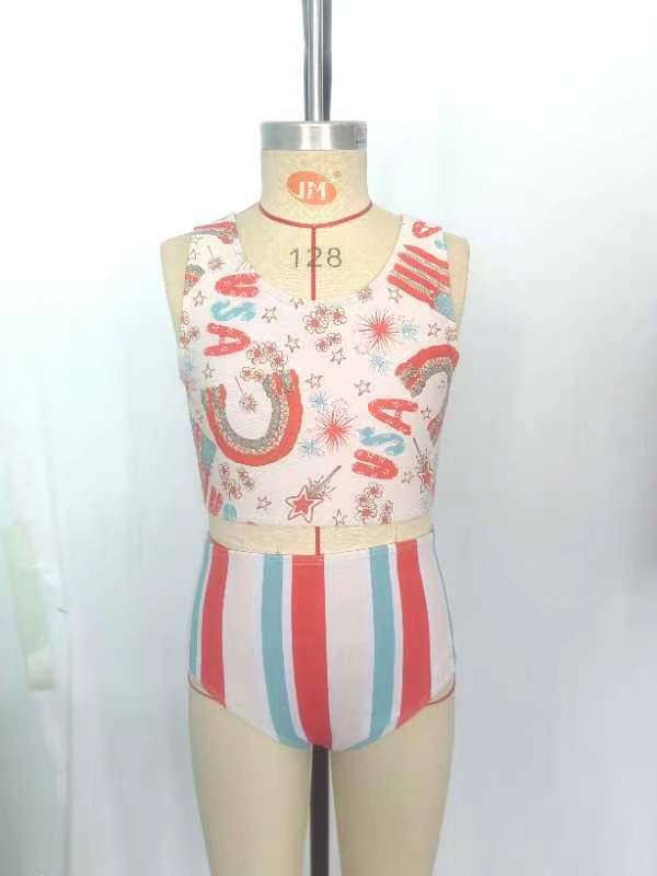 S0227  girl swimming July 4th suit 202401 preorder