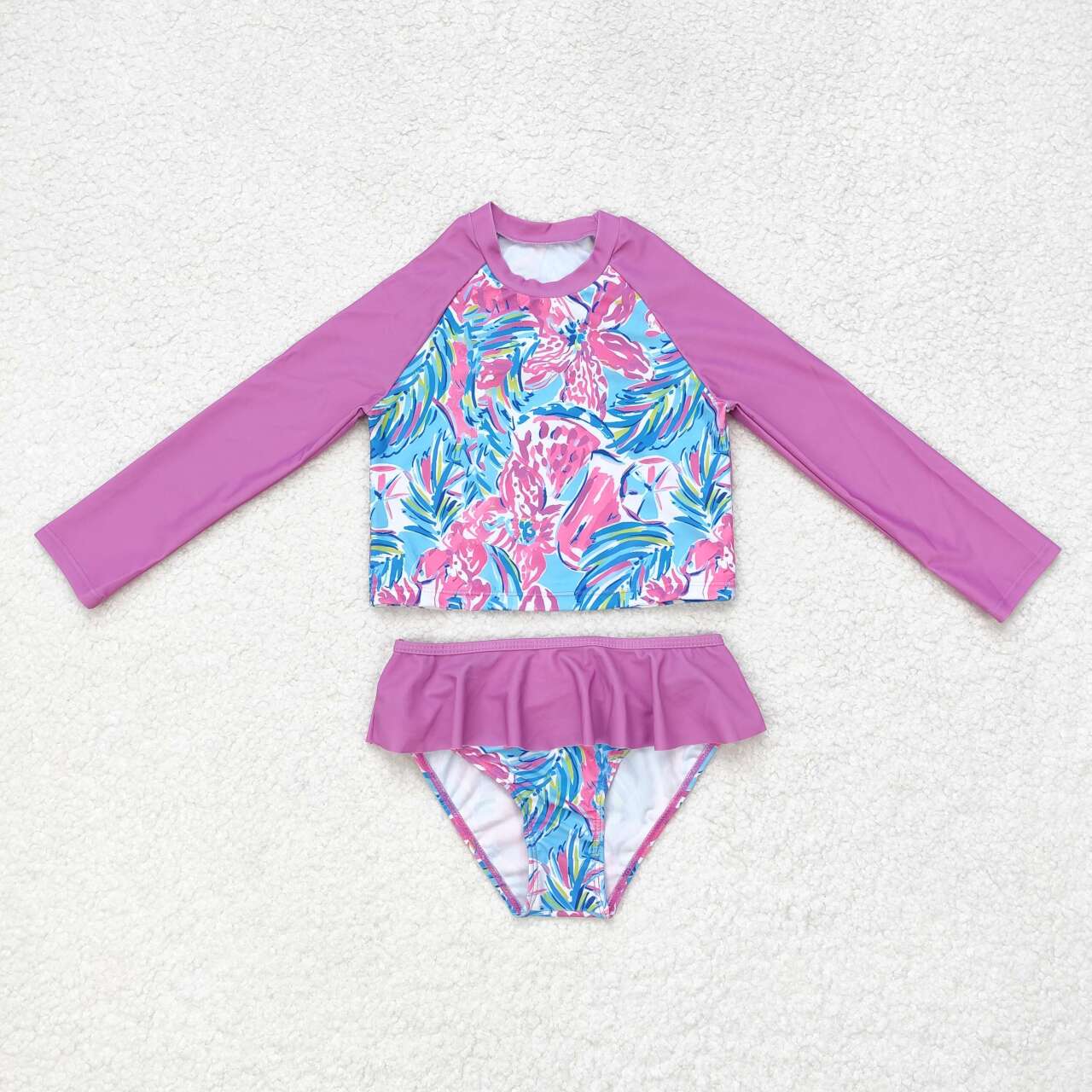 S0259 sea grass flower girl swimming suit 202407 RTS