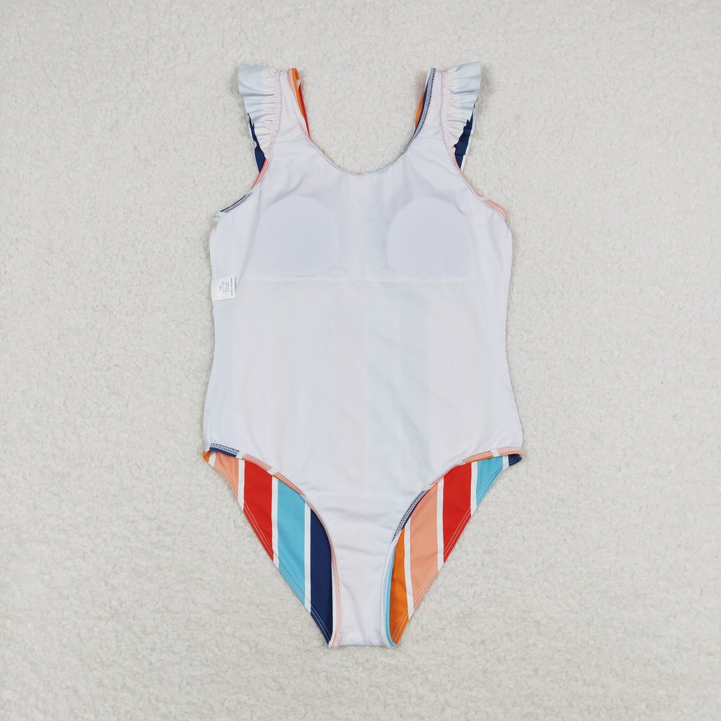 S0341 girl orange stripe swimwear 202405 RTS