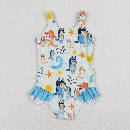 S0356 girl flower bluey dog swimwear 202403 RTS