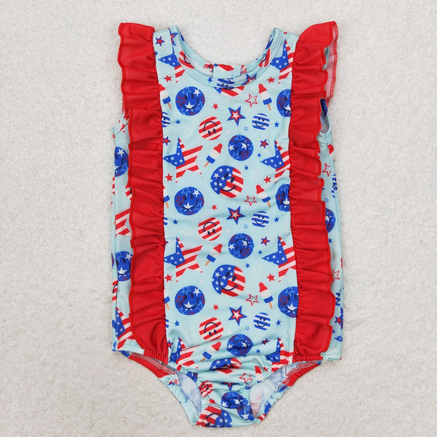 S0433 July 4th smile girl swimwear turtle 202406 RTS