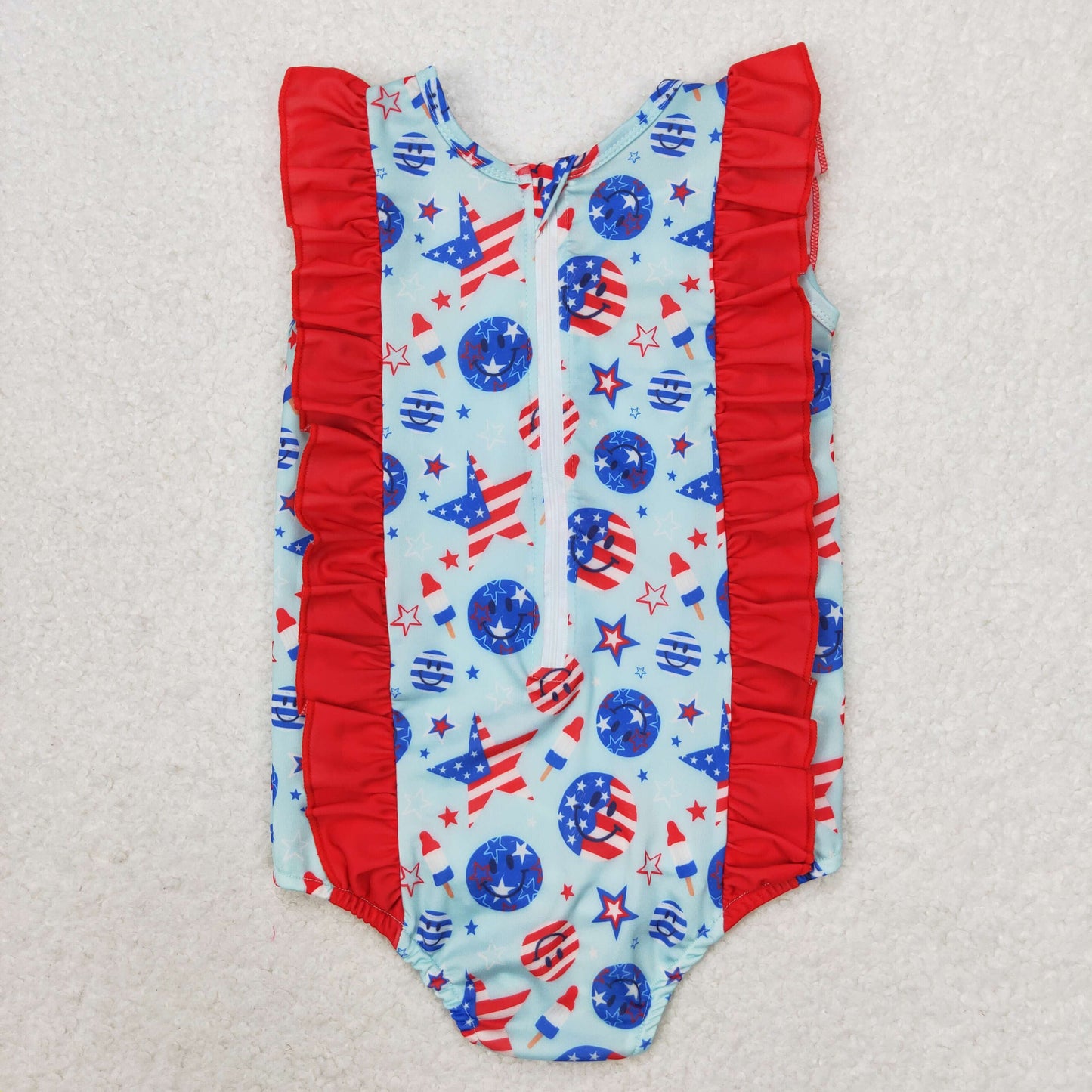 S0433 July 4th smile girl swimwear turtle 202406 RTS