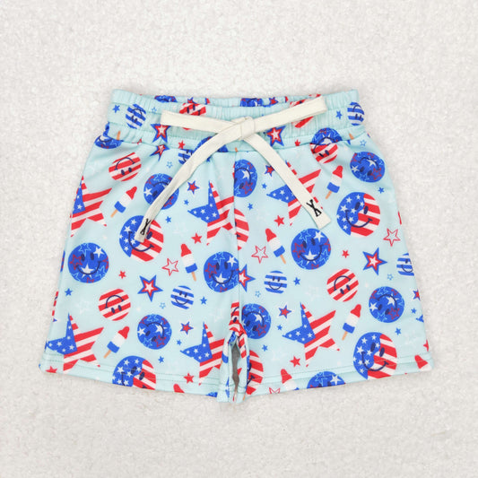 S0434  July 4th Smile swimming trunks shorts 202406 RTS