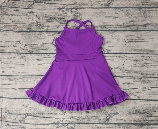 S0454 sports Swimsuit yoga purple girl summer shorts  dress outfit 202409 preorder