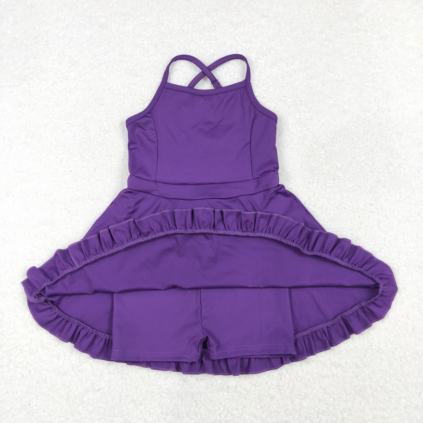 S0454 athletic dress  sports yoga Swimsuit yoga purple girl summer shorts  dress outfit 202410 RTS