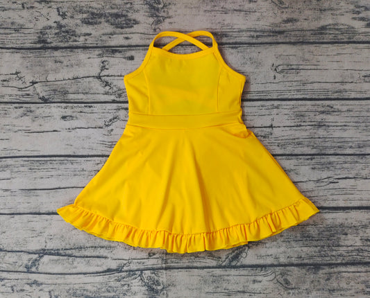 S0455 sports Swimsuit yoga yellow girl summer shorts  dress outfit 202409 preorder