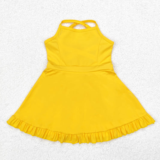 S0455  athletic dress sports yoga  Swimsuit yoga yellow girl summer shorts  dress outfit 202410 RTS