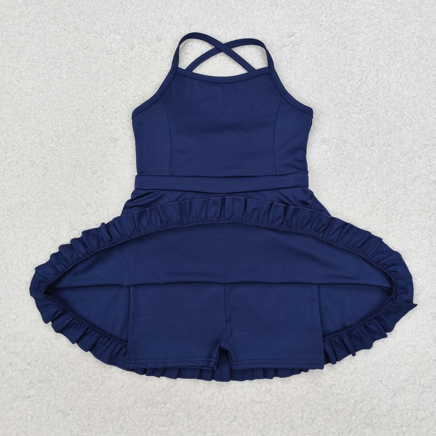 S0456 athletic dress sports yoga  Swimsuit yoga blue girl summer shorts dress outfit 202410 RTS