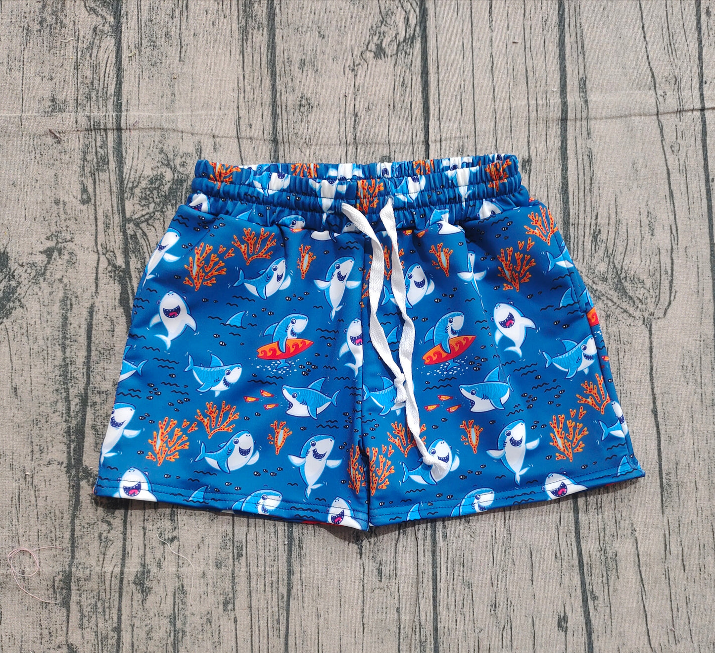 S0585 western fish shark boy swimming trunks shorts 202511 preorder