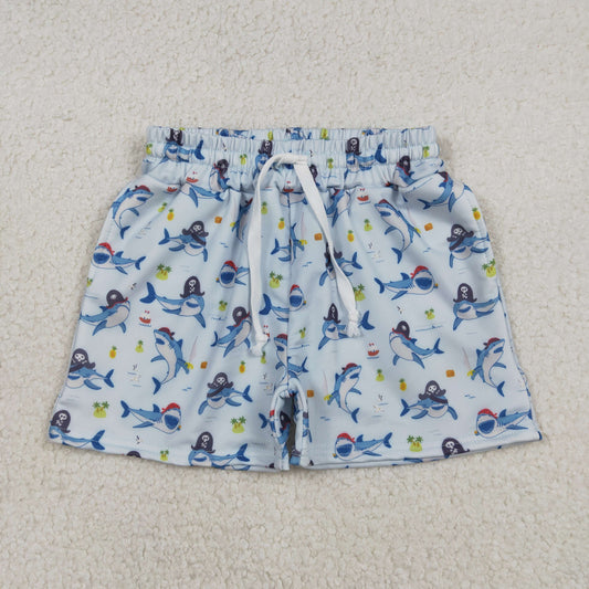 S0586 western fish shark boy swimming trunks shorts 202512 RTS