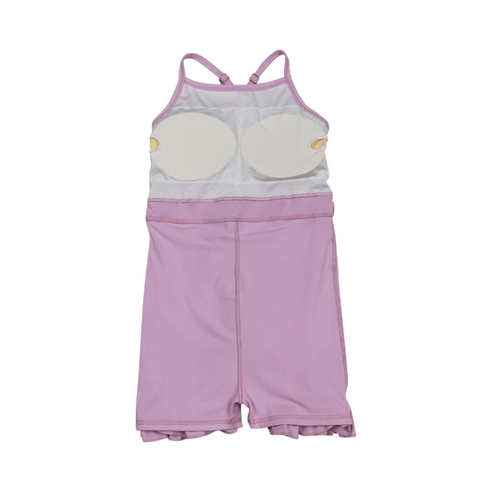 NO MOQ RTS S0712 Girl Clothes Solid Light Pink Plain Print Sleeveless Criss Cross Strap Ruffle Hem Tennis Dress 202610