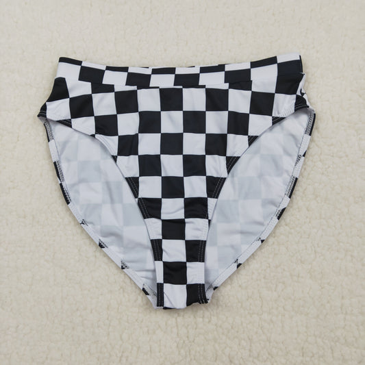 S0737 BLACK  checkerboard adult bikini panties swimwear 202604 RTS