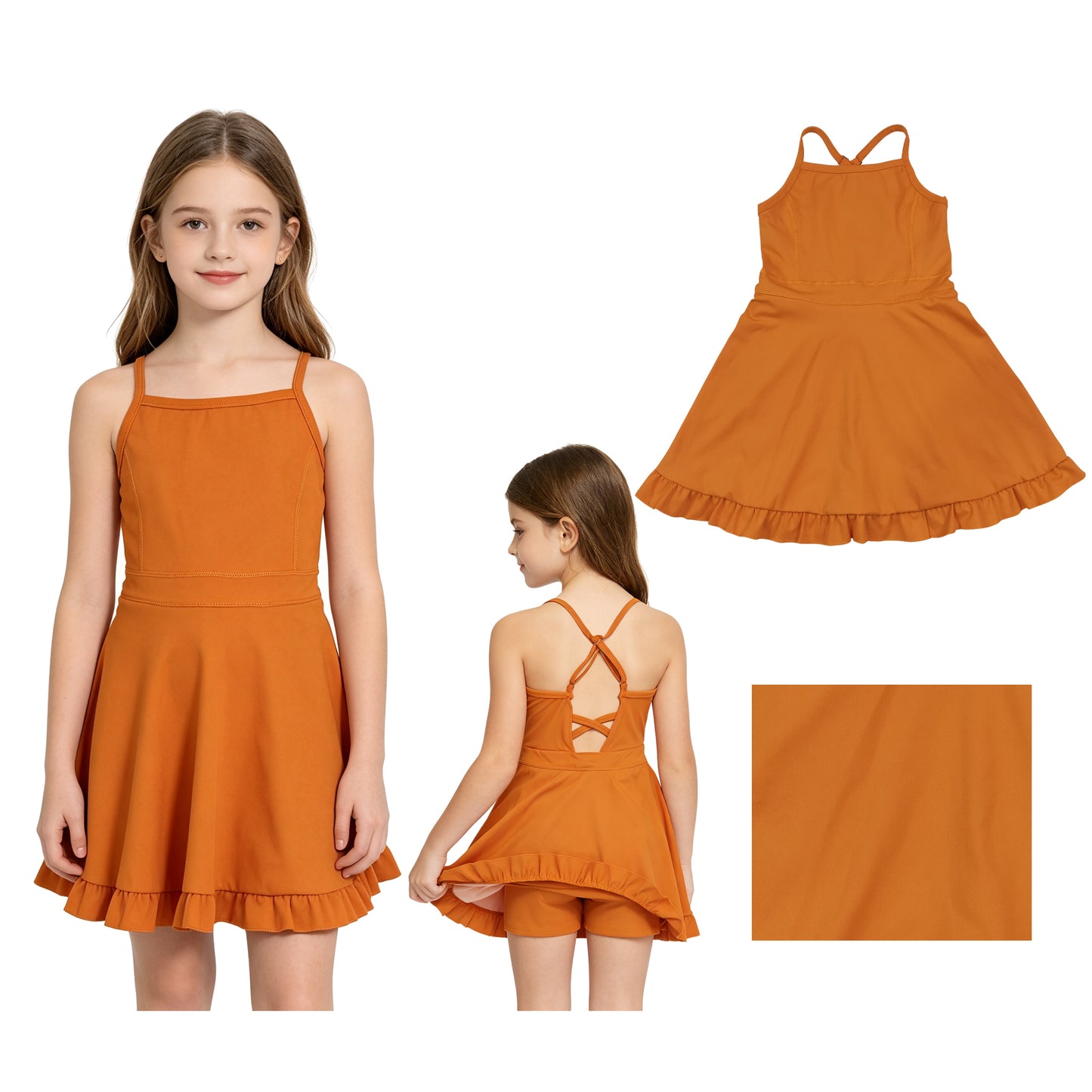 S0780 YOGA ORANGE GIRL DRESS 202608  RTS
