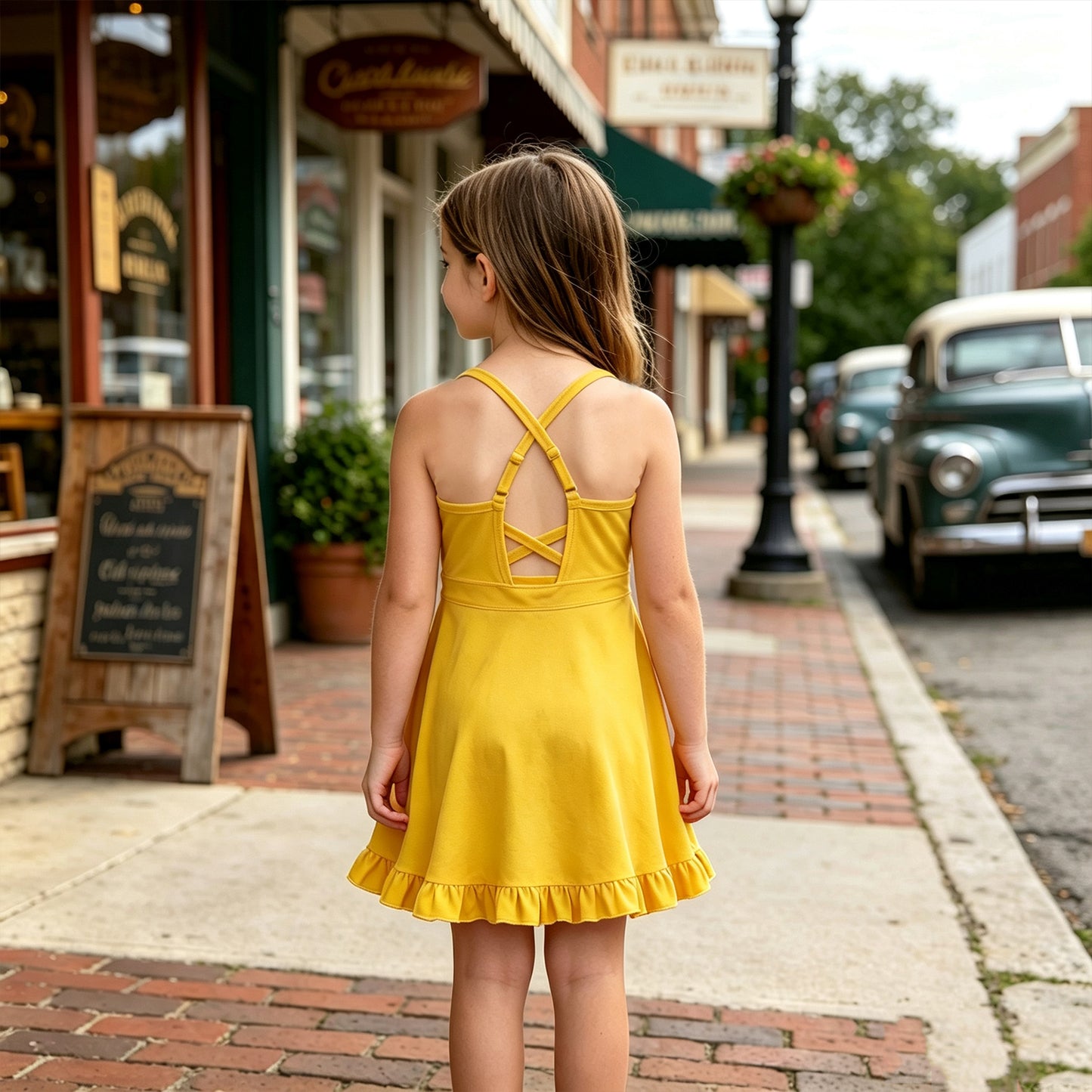 RTS S0781 Solid Color Girls Spaghetti Strap Dress Athletic yoga casual outfit 202608