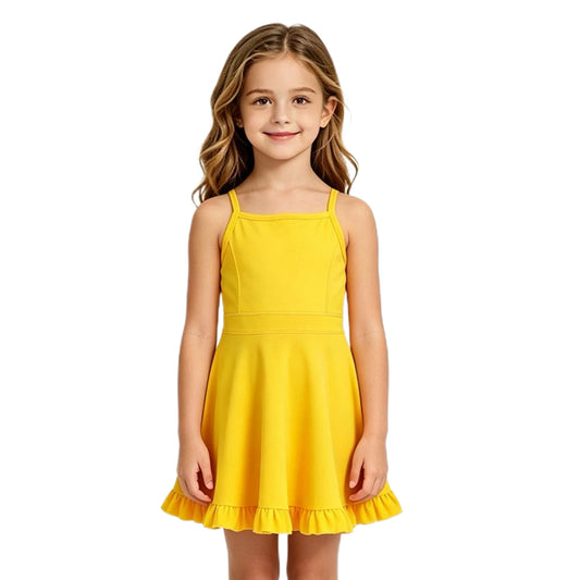RTS S0781 Solid Color Girls Spaghetti Strap Dress Athletic yoga casual outfit 202608