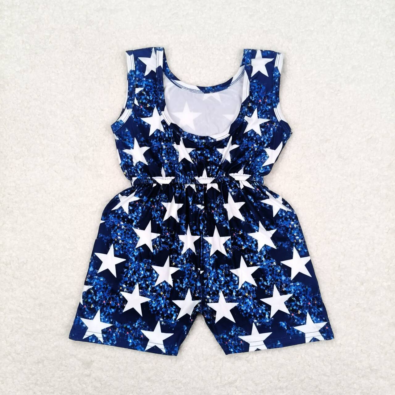 SR0028 RTS 4th American national star stripe red blue girl jumpsuit 2024052 RTS
