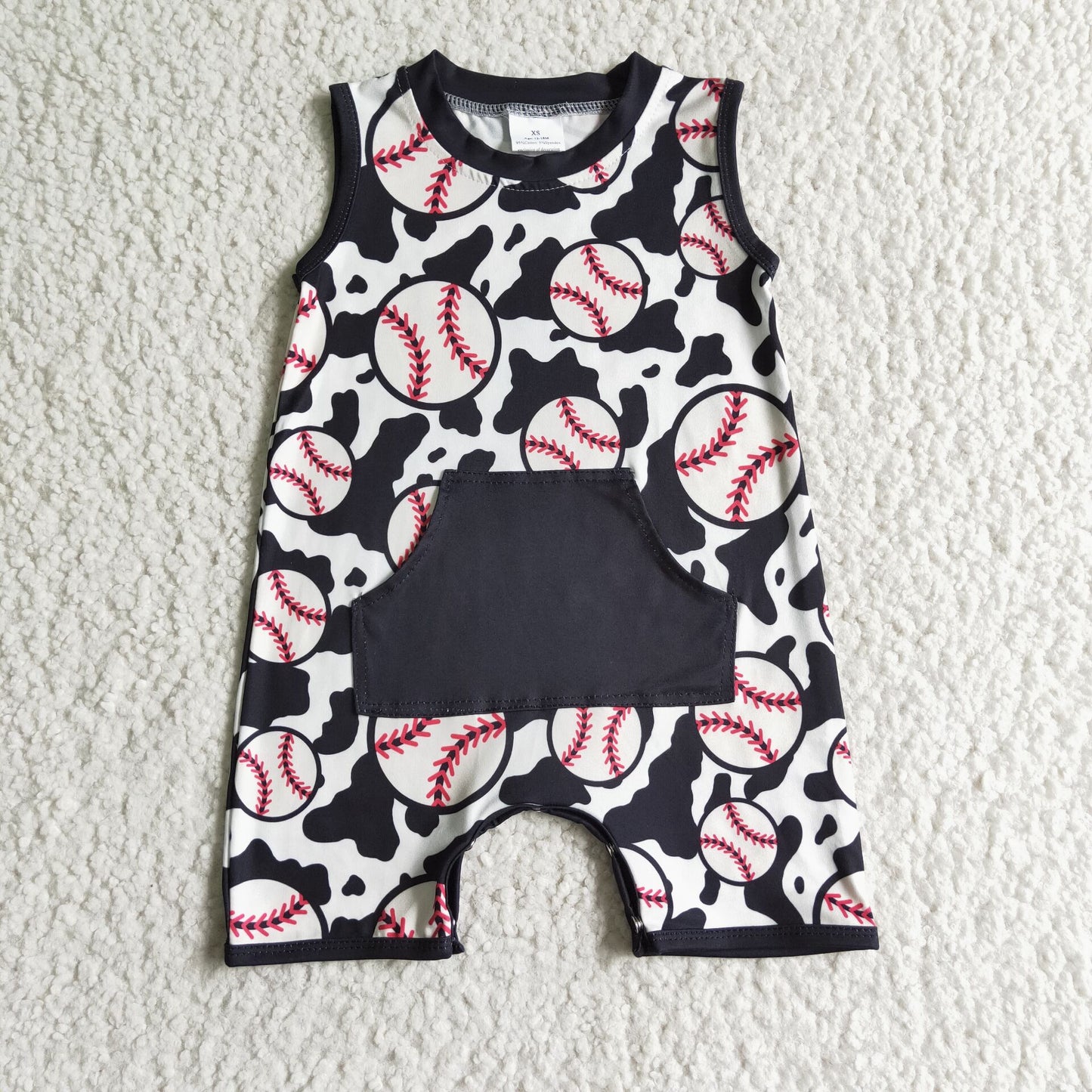 SR0046 RTS summer baseball print cow print shorts boy romper RTS